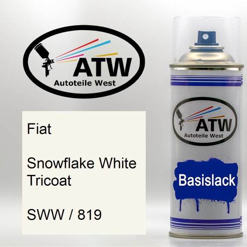 Fiat, Snowflake White Tricoat, SWW / 819: 400ml Sprühdose, von ATW Autoteile West.